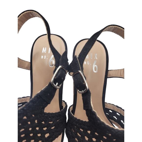 Mix No 6 Black Wedge Sandals 4" Heel Like New! Sz 8.5M - Picture 5 of 9